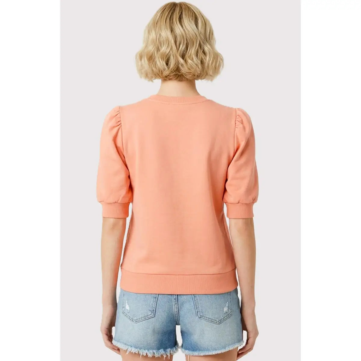 Peach Puff Sleeve Sweatshirt
