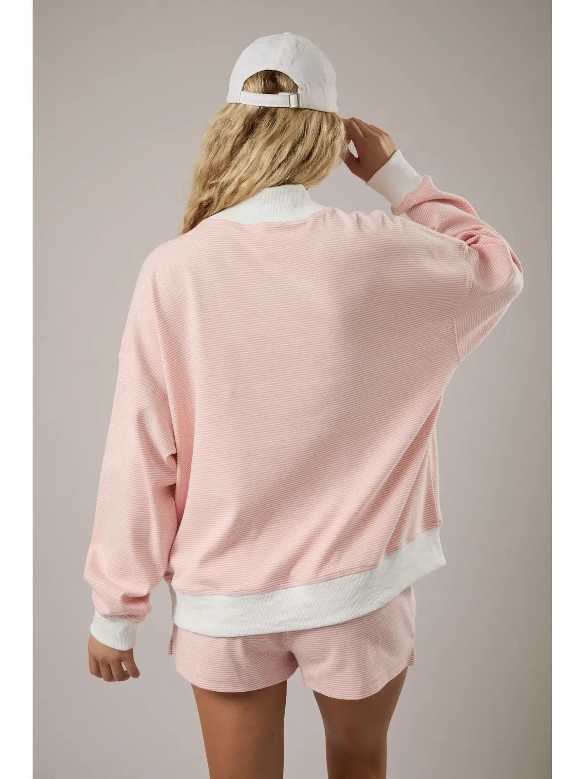 Mock Neck Stripe Sweatshirts Top