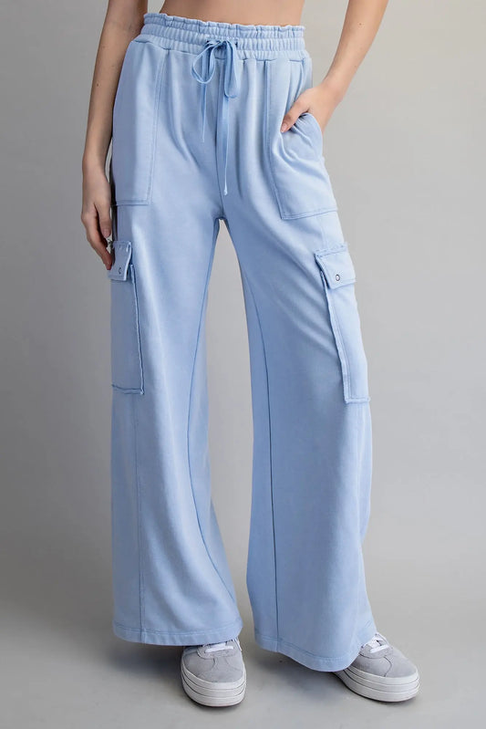 Periwinkle Snow Washed Cargo Sweatpants
