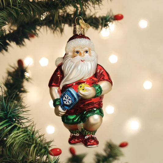 Old World Pickleball Santa Ornament