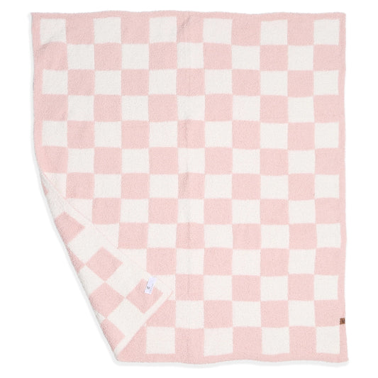 Pink Check Pattern Soft  Kids Throw Blanket