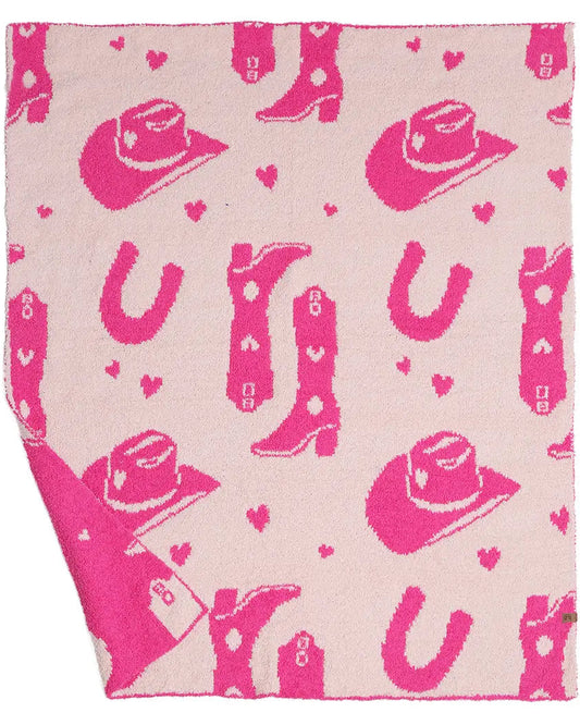 Child's Cowgirl Pattern Throw Blanket - SOFT