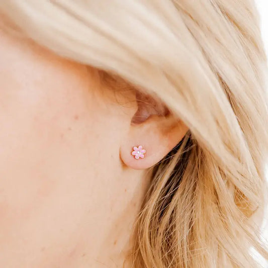 Screwback Stud Earrings - Alli - Pink