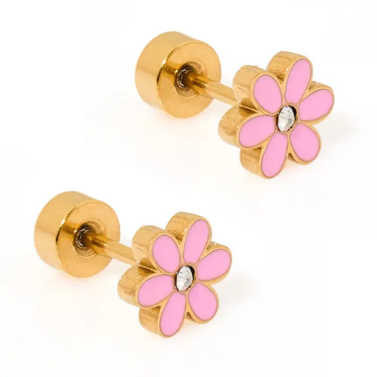 Screwback Stud Earrings - Alli - Pink