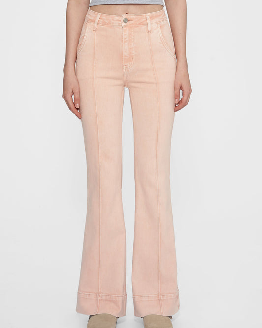 Pink high rise flare jeans