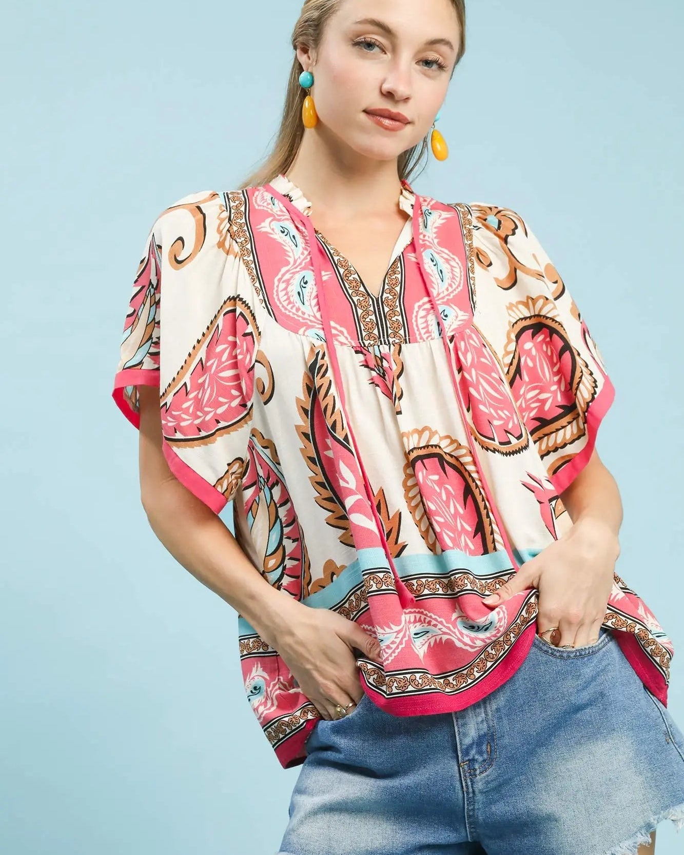 Pink Mix Paisley Print Top