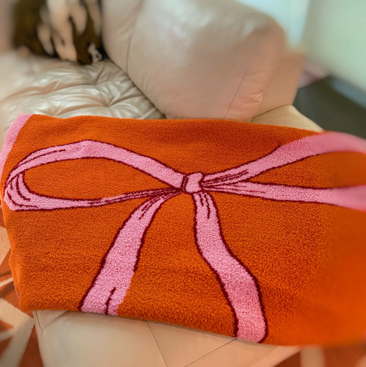 Orange and Pink Bow Blanket