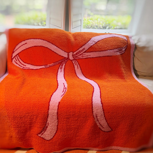 Orange and Pink Bow Blanket
