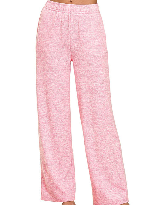 Light Pink Soft Melange Hacci Elastic Waistband Lounge Pants