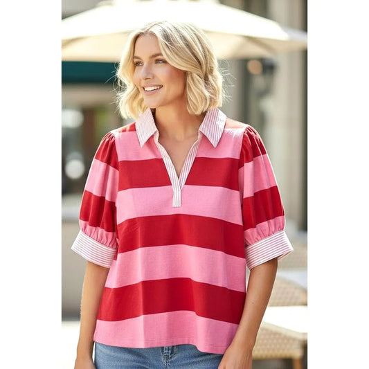 Pink Stripe Ruby polo top