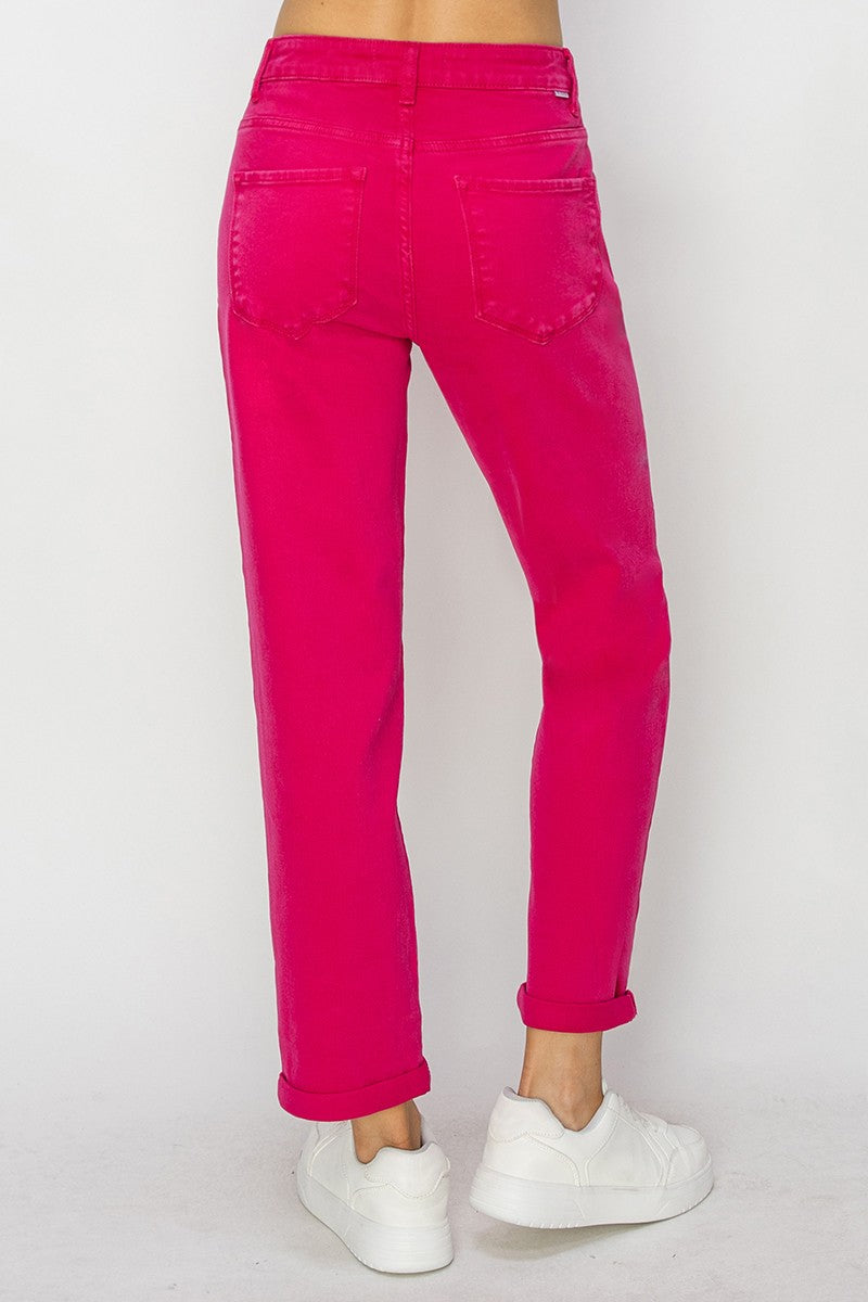 Risen Bright Pink High Rise boyfriend pants - Plus