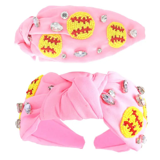 Pink Rhinestone Softball headband
