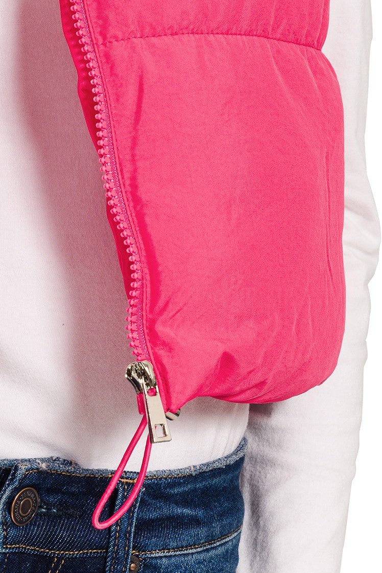 The Heather bright pink puffer vest