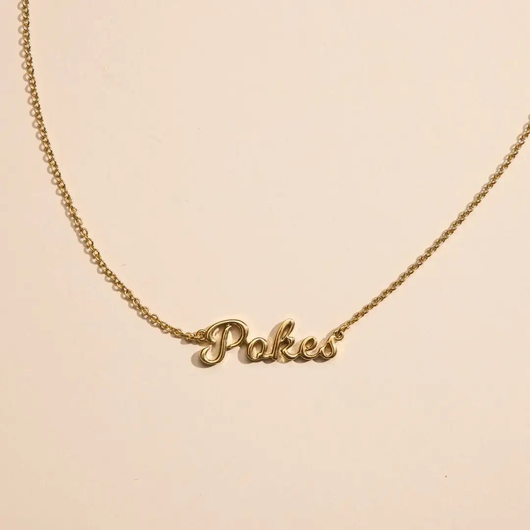 Oklahoma State University "Pokes" Script Necklace