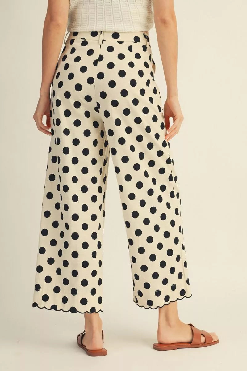 Polka Dot Pants with Scallop Detail