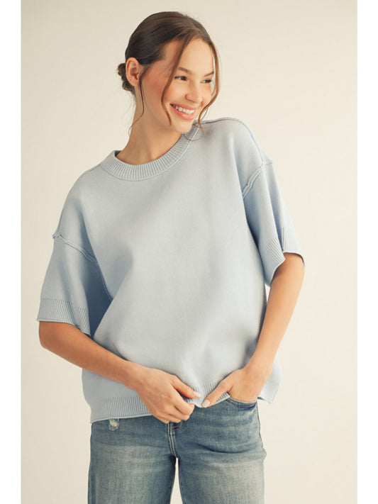 Powder Blue Drop Shoulder Sweater