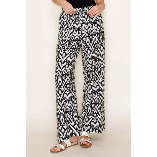 Black and White Geoprint Wide Pant