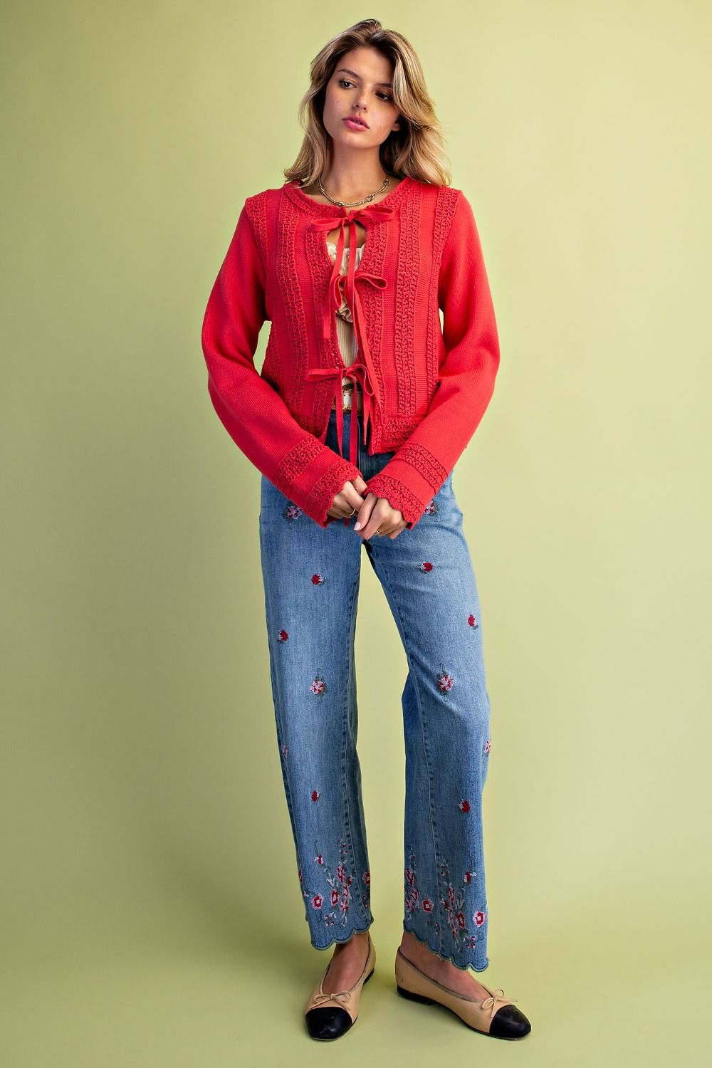 Antique Coral Knitted Sweater Cardigan