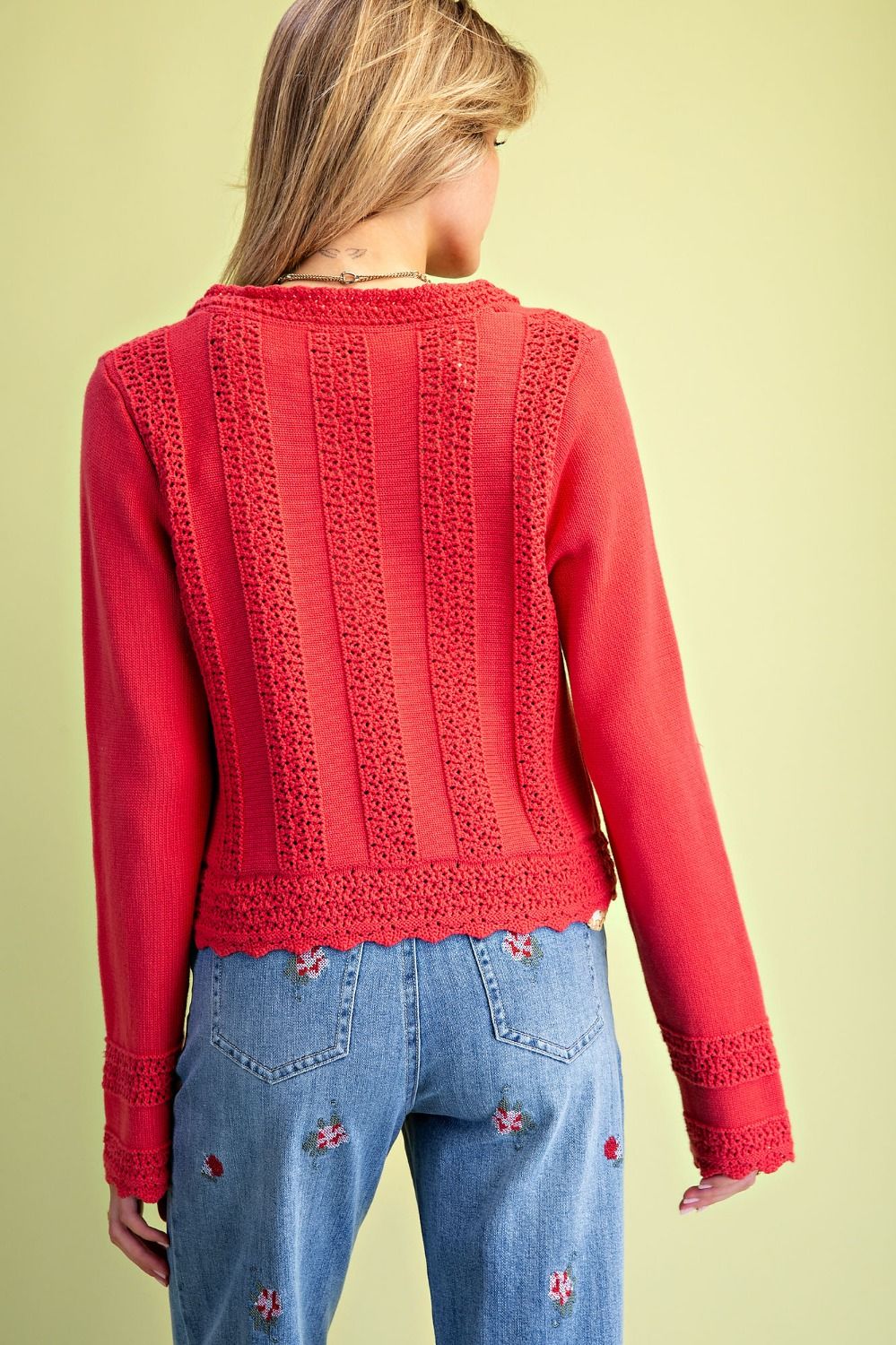 Antique Coral Knitted Sweater Cardigan