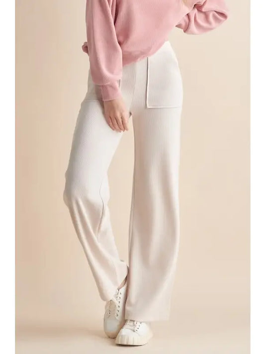 Ivory Wide Leg Corduroy Pants