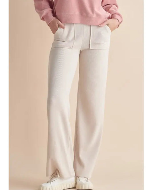 Ivory Wide Leg Corduroy Pants