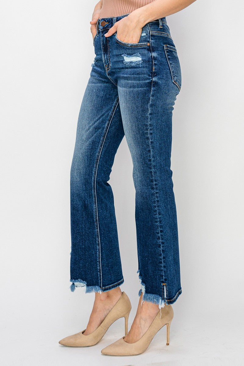 RISEN High Rise Crop Flare Jeans