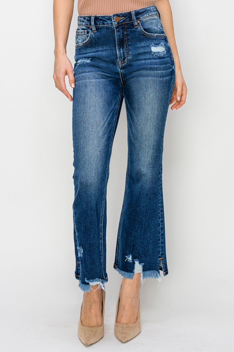 RISEN High Rise Crop Flare Jeans