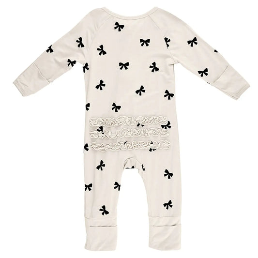 Cozy Romper with Ruffles - Bow