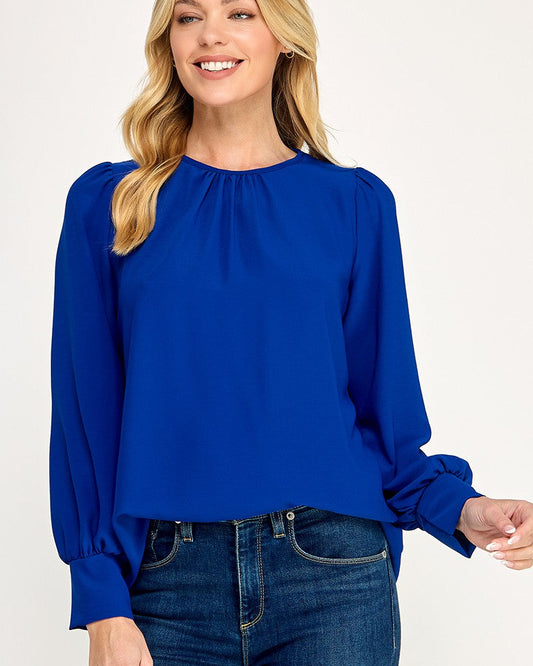 Royal Blue Woven Blouse