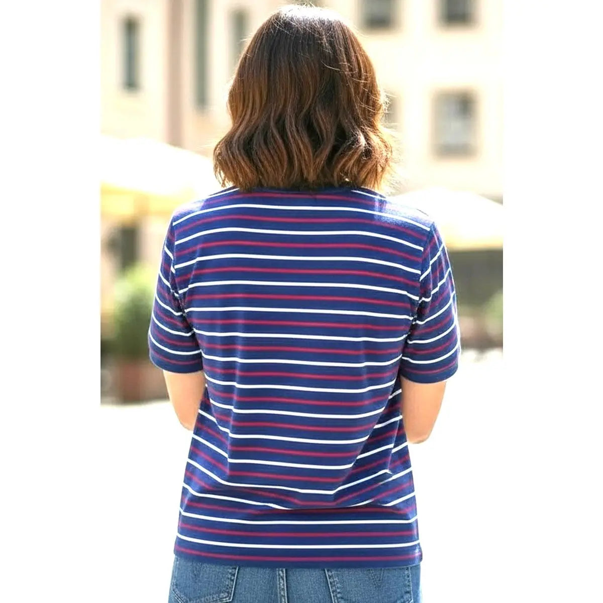 Royal Blue Striped Cotton Striped Top