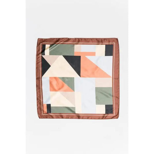 Brown Color Block Silky Feel Bandana Scarf