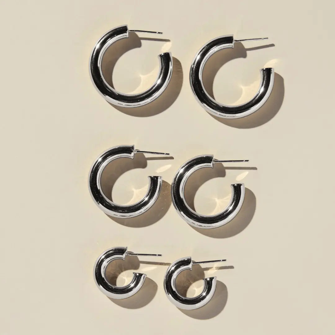 Silver Waterproof Chunky Hollow Hoop Earrings