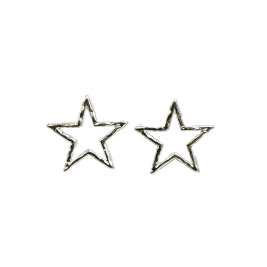 1" Silver Star Cut Out Post Earring