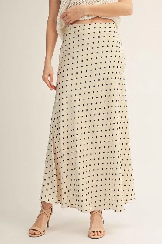 Champagne Tiny Polka Dot maxi skirt