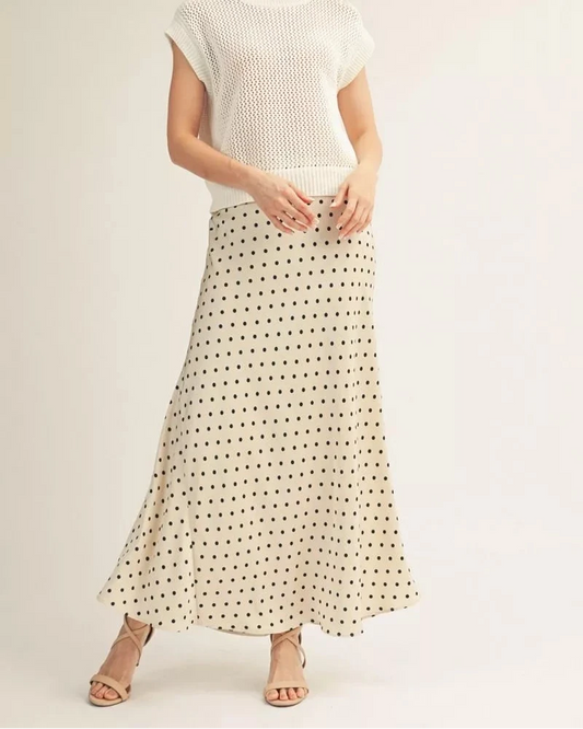 Champagne Tiny Polka Dot maxi skirt