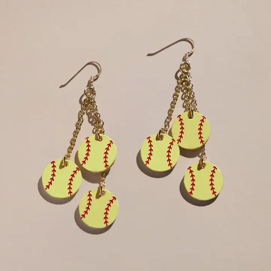 Softball Slugger Earring - Nickel & Suede