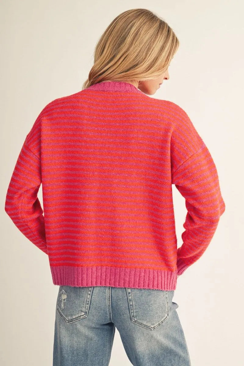 Bright Pink Stripe Sweater