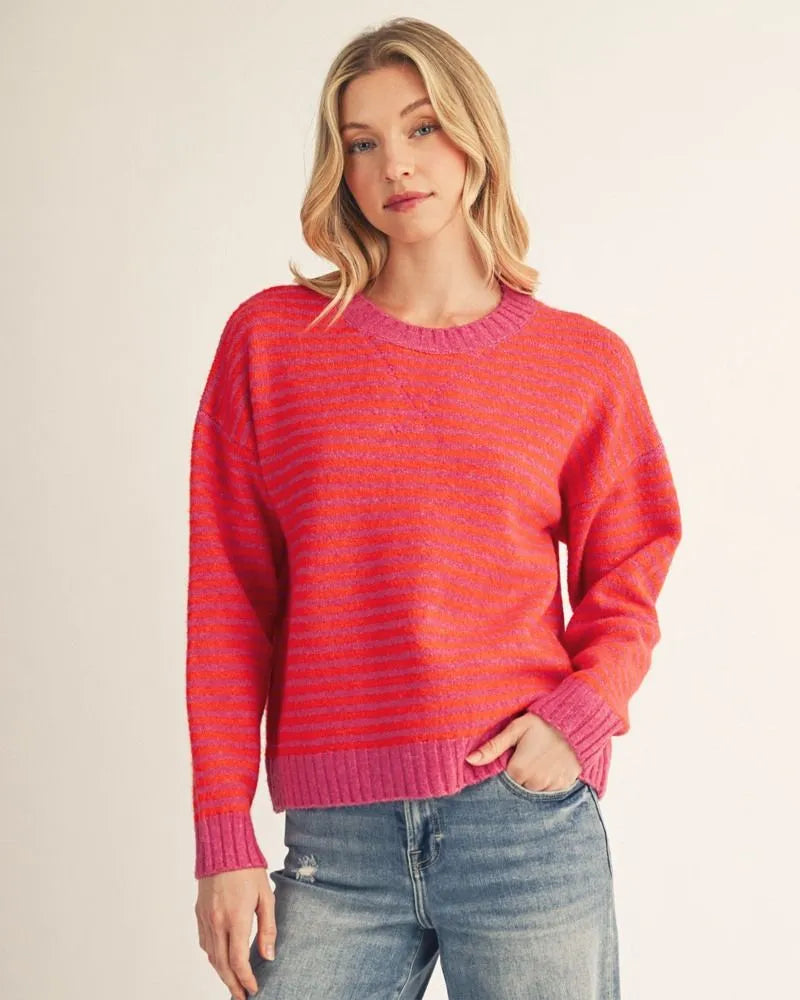 Bright Pink Stripe Sweater