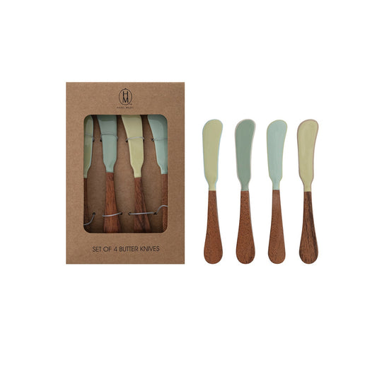 4 Enameled Stainless Steel Spreader Knives