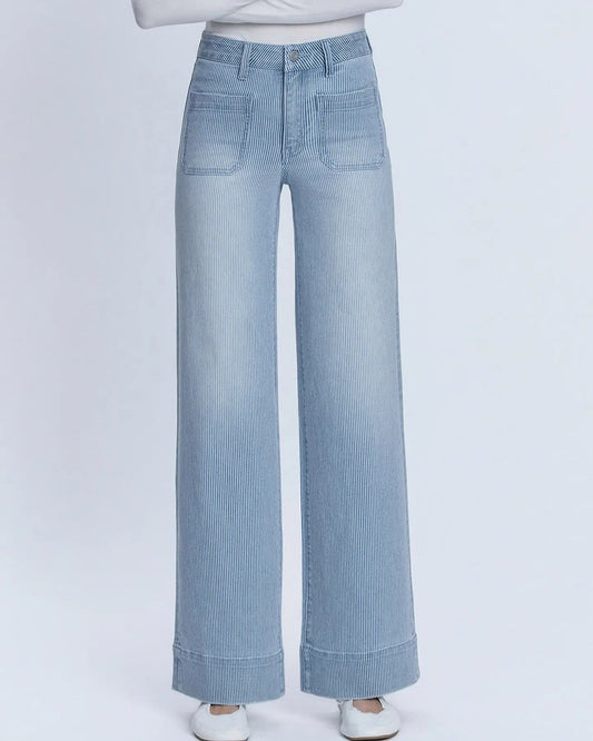 Vervet High Rise Patch Pocket Striped Wide Jeans