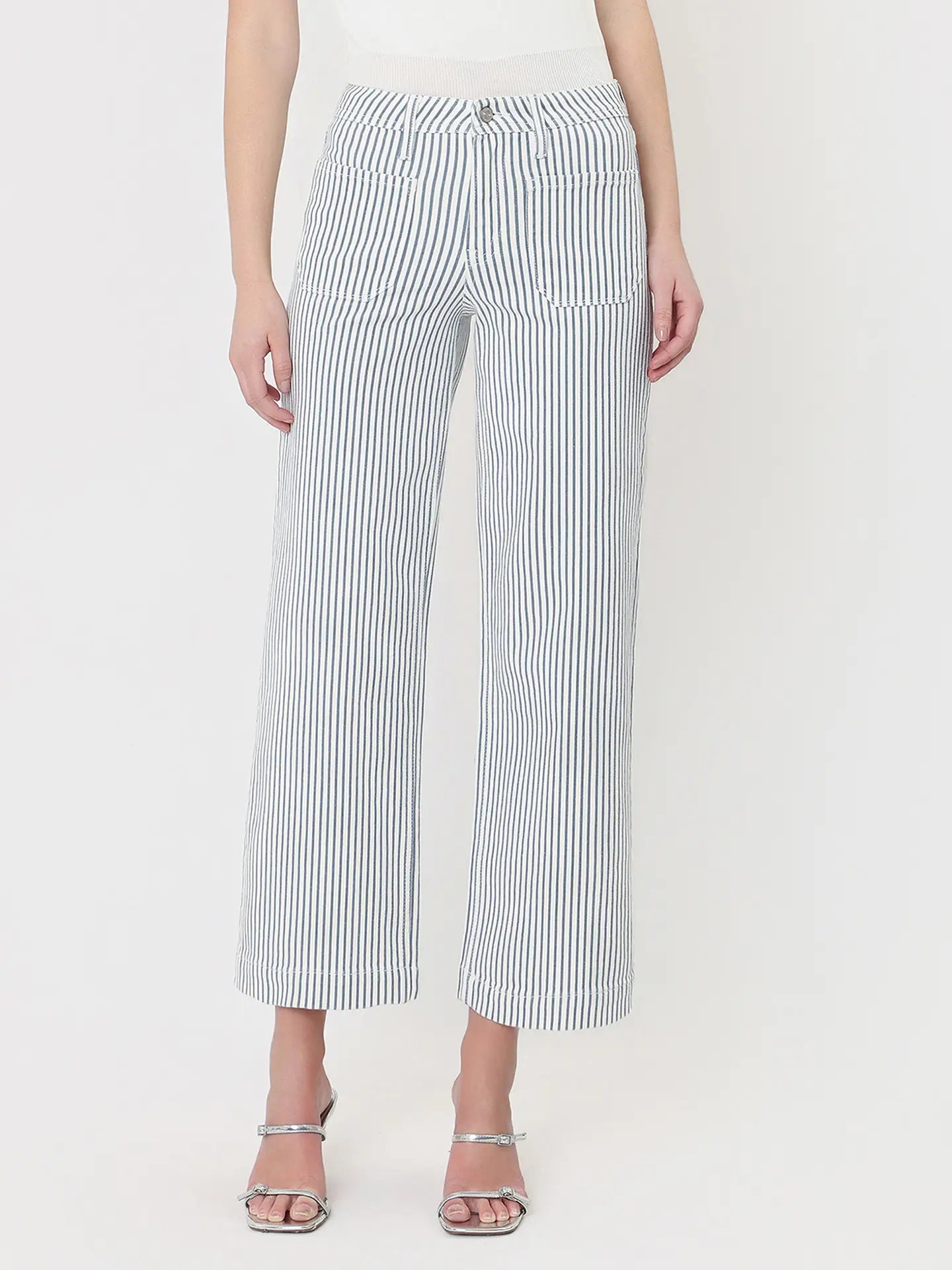 Vervet high rise striped wide leg jeans