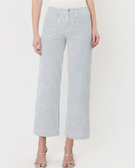 Vervet high rise striped wide leg jeans