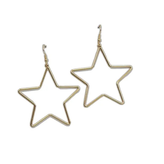 3" Gold Star Earrings On Fishhook