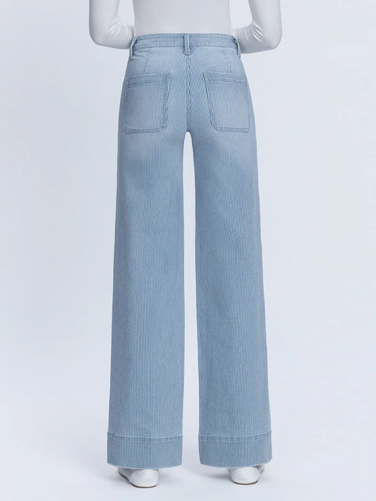 Vervet High Rise Patch Pocket Striped Wide Jeans