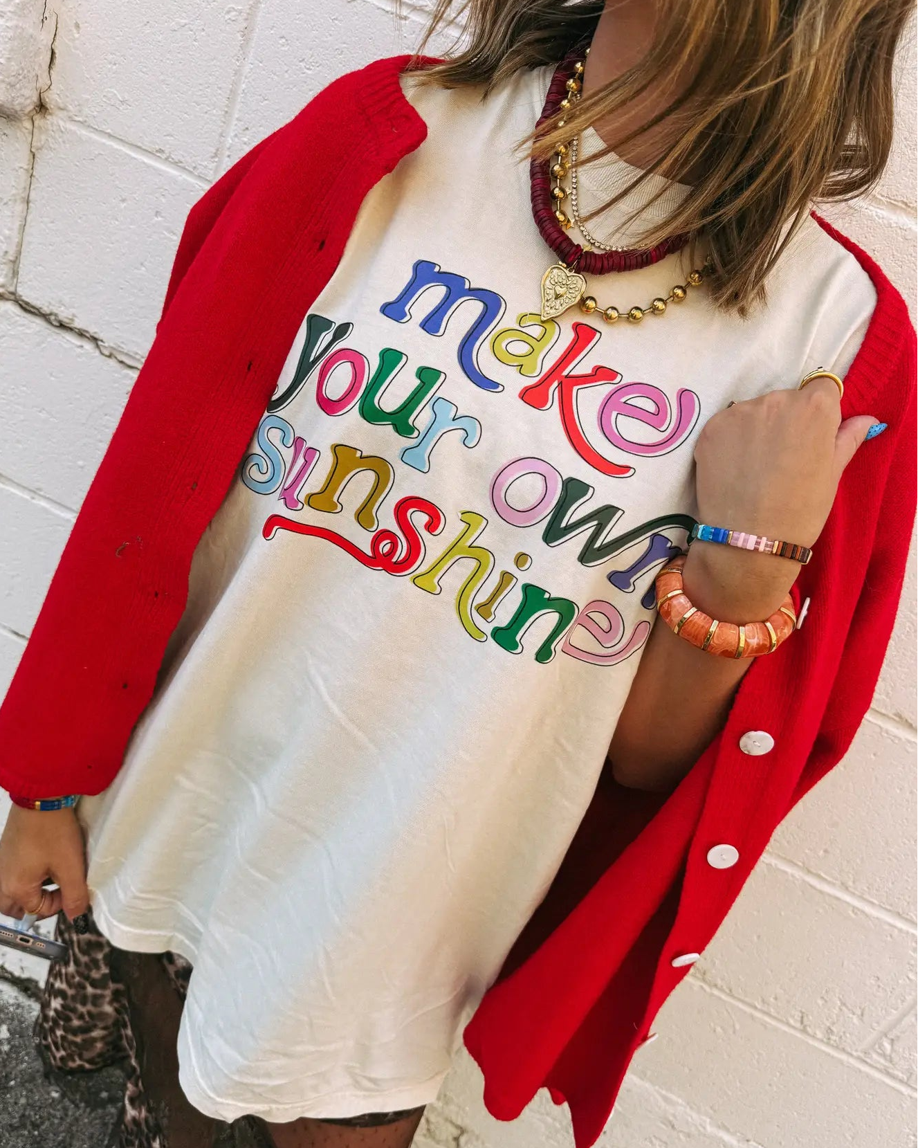 Make Your Own Sunshine Graphic Tee - Ivory / Multicolor