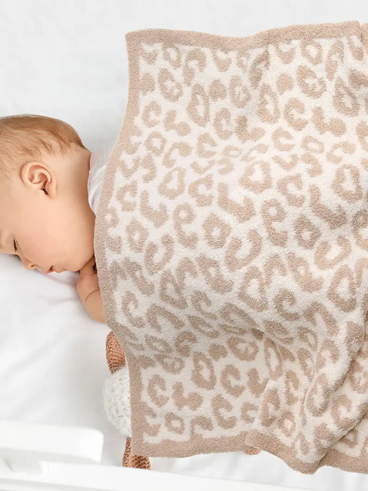 Tan Kids Leopard Print Luxury Soft Throw Blanket