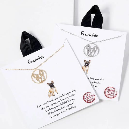 French Bulldog Pendant Necklace (Gold or Silver)