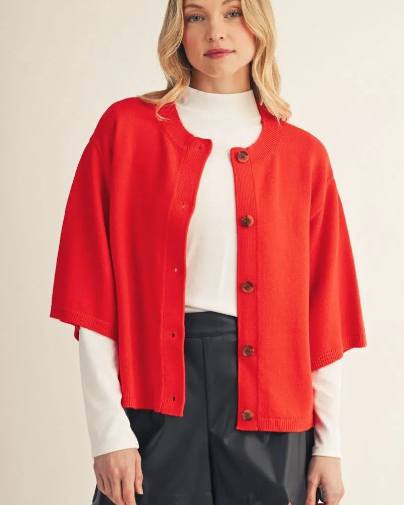 Tomato Red Button down Cardigan