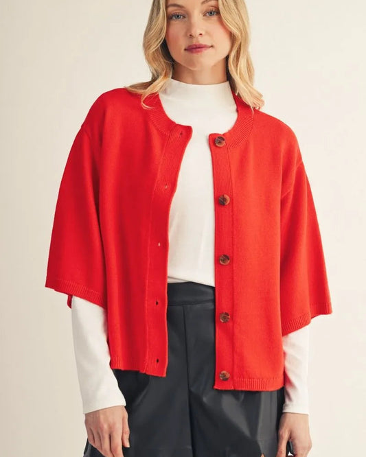 Tomato Red Button down Cardigan