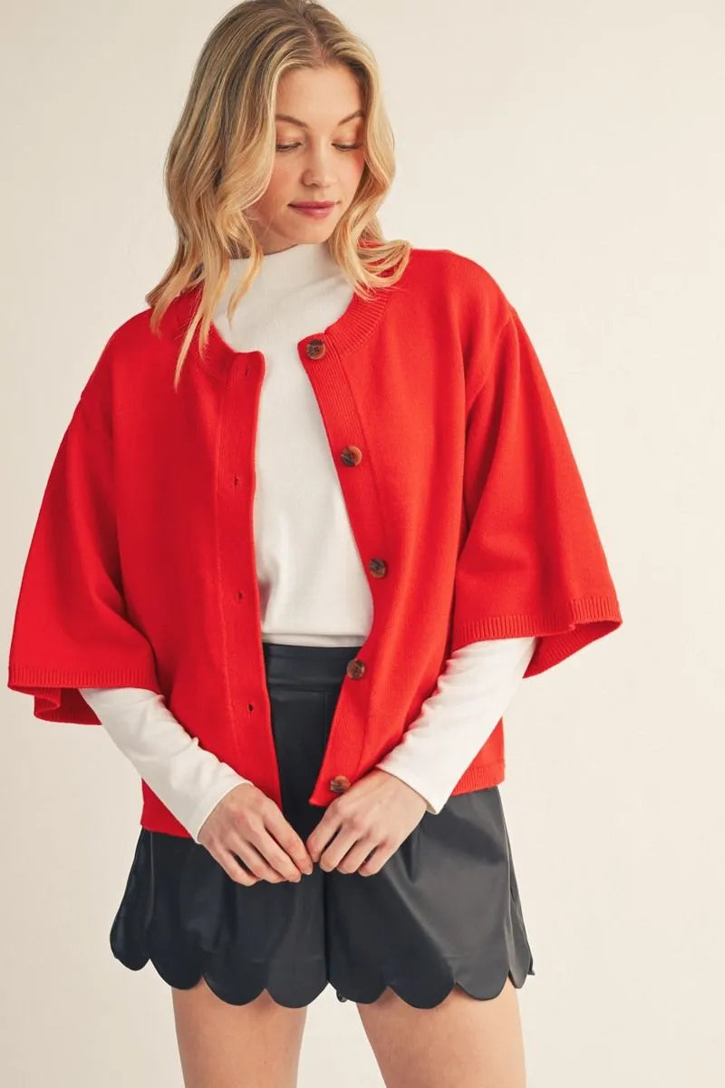 Tomato Red Button down Cardigan